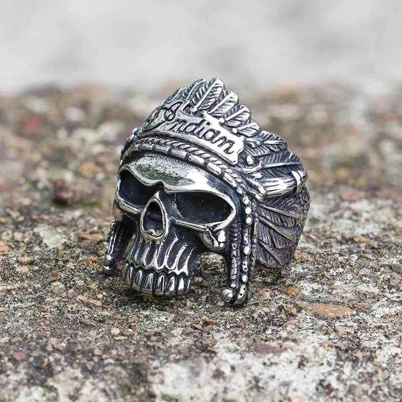 Native Indian Chiefs Skull Stainless Steel Ring sold by GTHIC