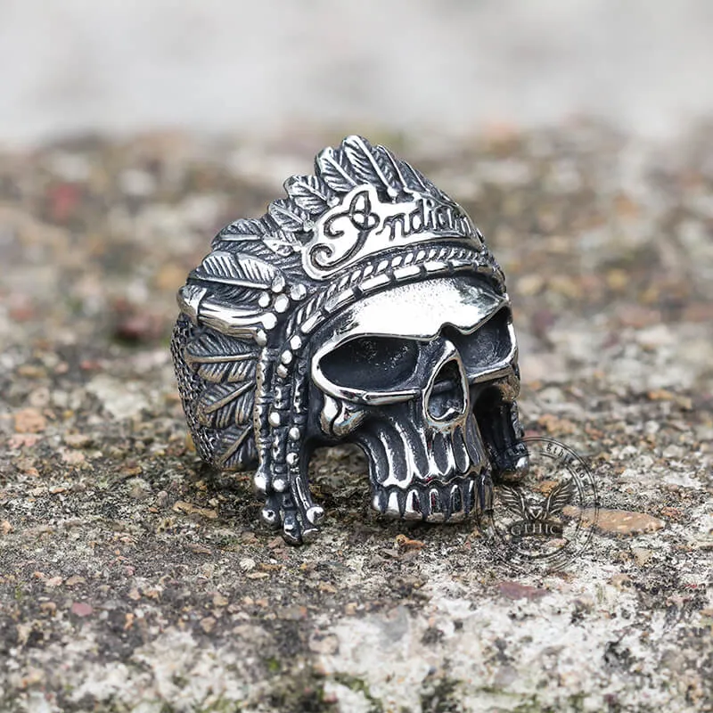 Native Indian Chiefs Skull Stainless Steel Ring sold by GTHIC product image thumbnail 4