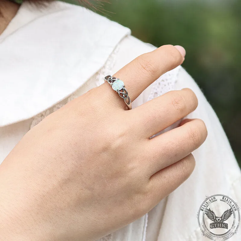 Celtic Knot Opal Stainless Steel Gemstone Ring sold by GTHIC product image thumbnail 2