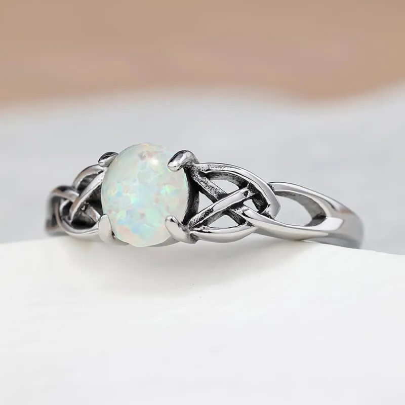 Celtic Knot Opal Stainless Steel Gemstone Ring sold by GTHIC