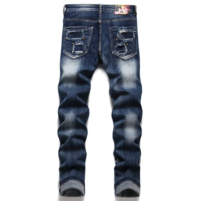 Punk Rivet Patch Cotton Men's Skinny Pants sold by GTHIC product image thumbnail 4