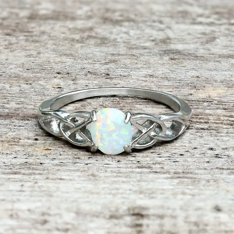 Celtic Knot Opal Stainless Steel Gemstone Ring sold by GTHIC product image thumbnail 3