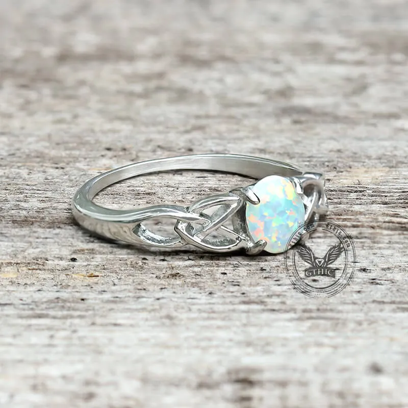Celtic Knot Opal Stainless Steel Gemstone Ring sold by GTHIC product image thumbnail 4