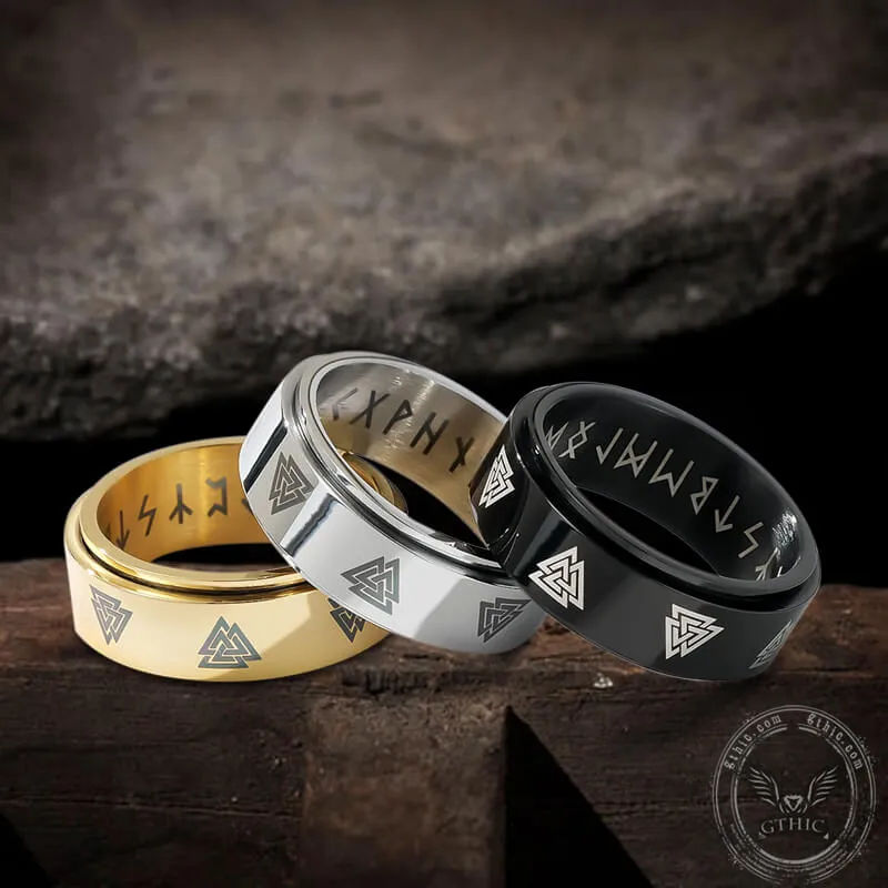 Valknut Runes Stainless Steel Spinner Ring sold by GTHIC product image thumbnail 2