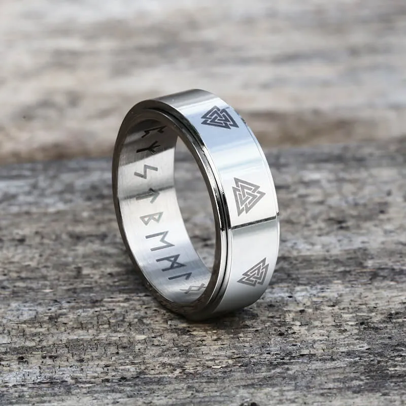 Valknut Runes Stainless Steel Spinner Ring sold by GTHIC