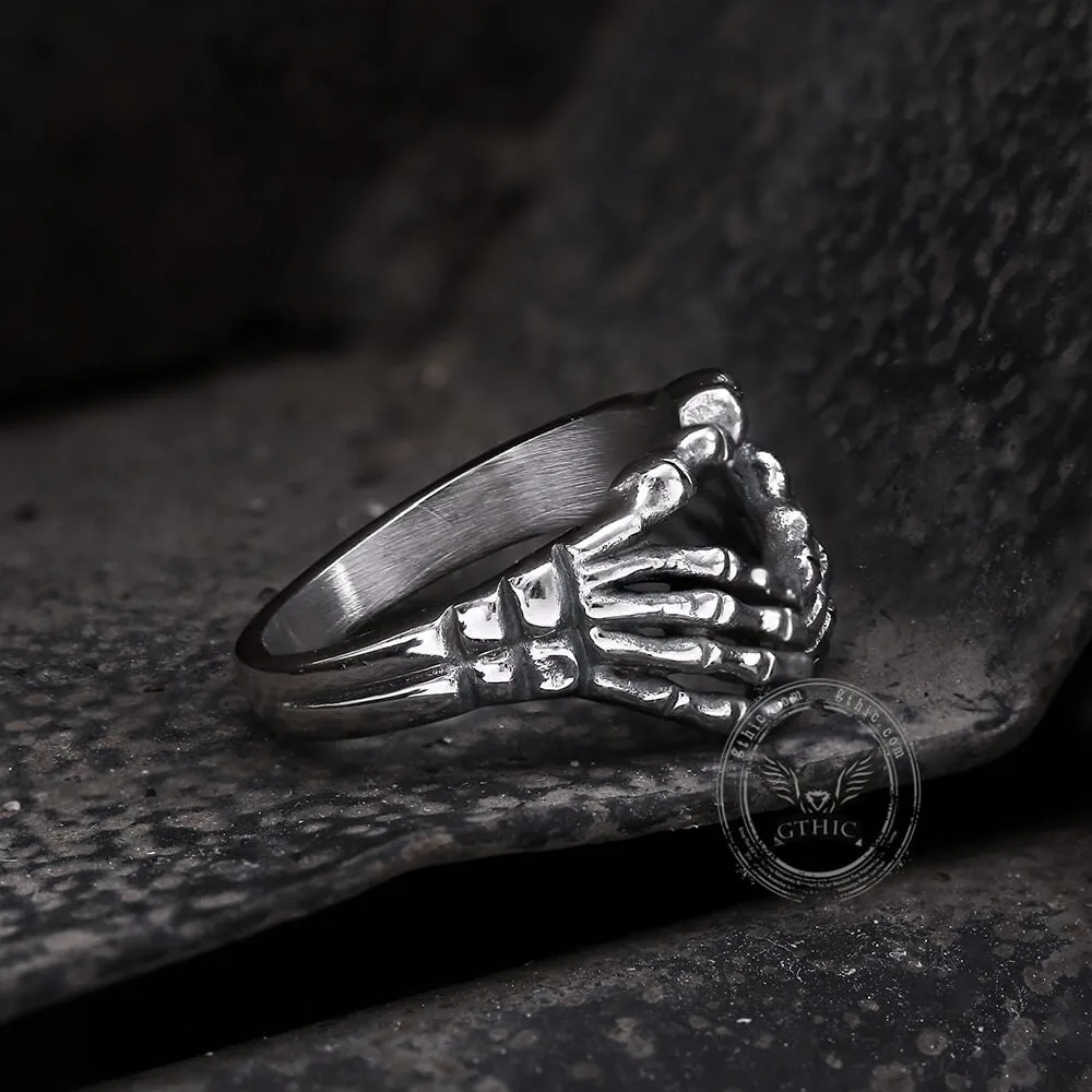 Gothic Skull Hand Heart Shaped Stainless Steel Ring sold by GTHIC product image thumbnail 5
