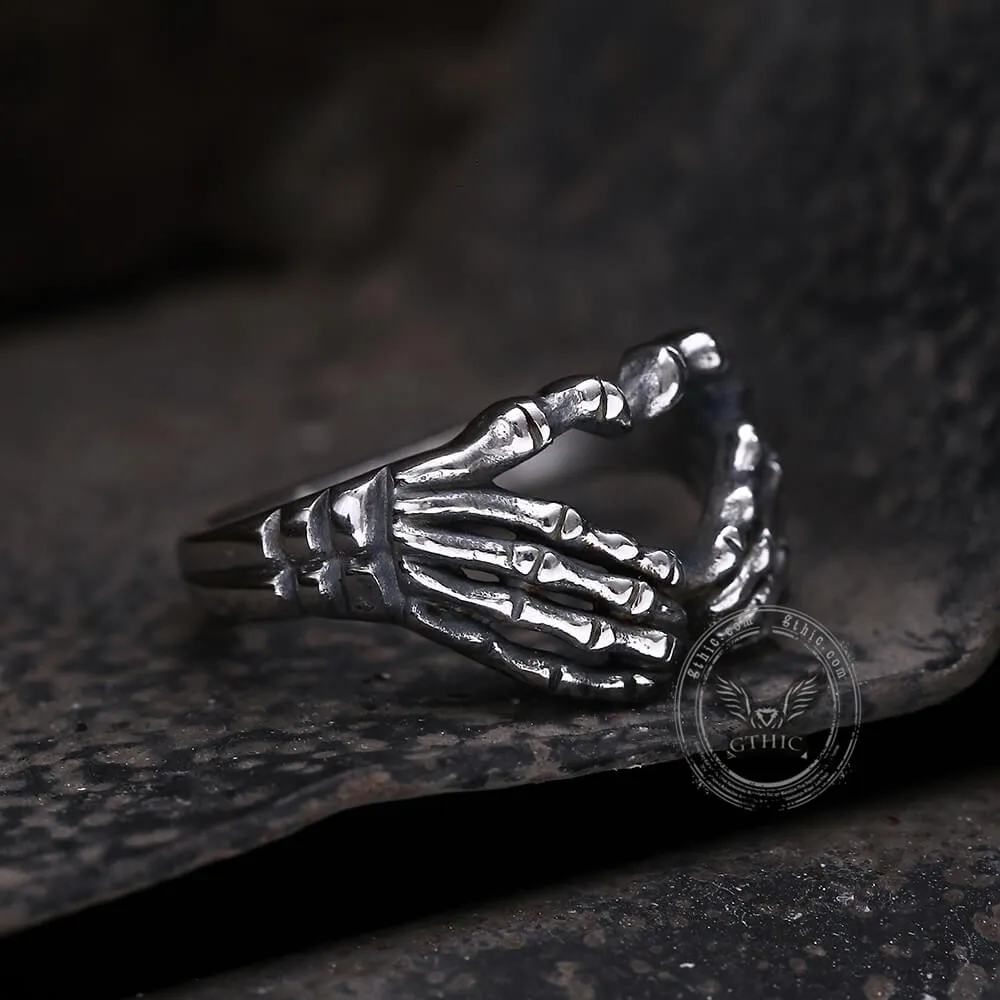 Gothic Skull Hand Heart Shaped Stainless Steel Ring sold by GTHIC product image thumbnail 4