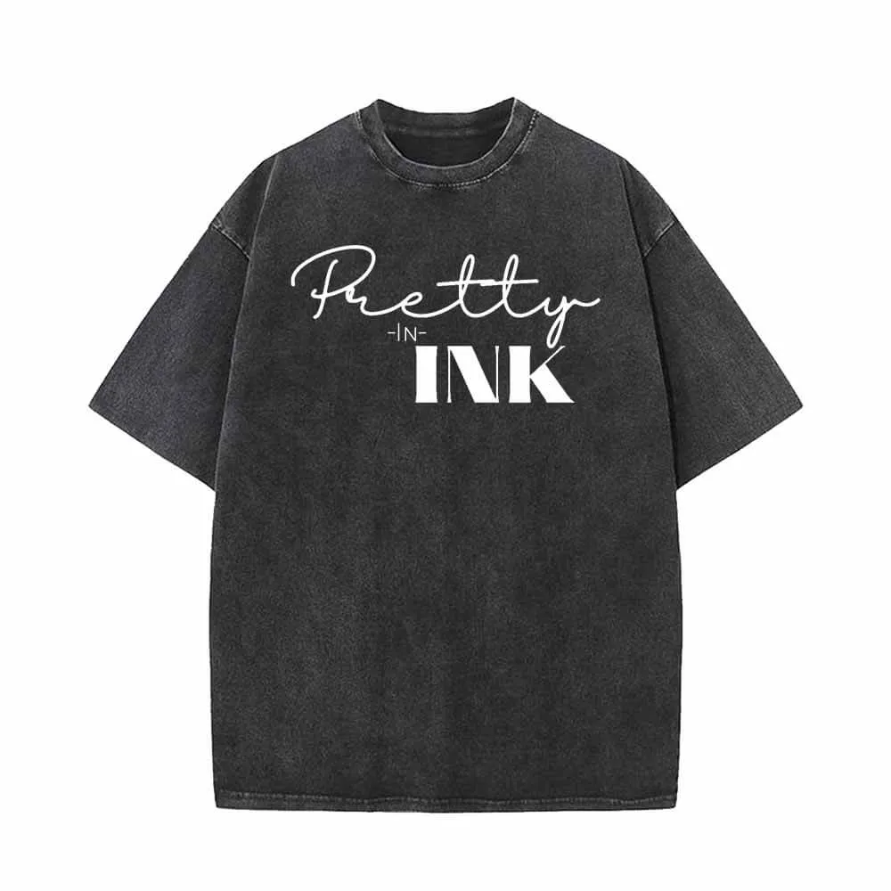 Pretty In Ink Print Vintage Washed T-shirt sold by GTHIC