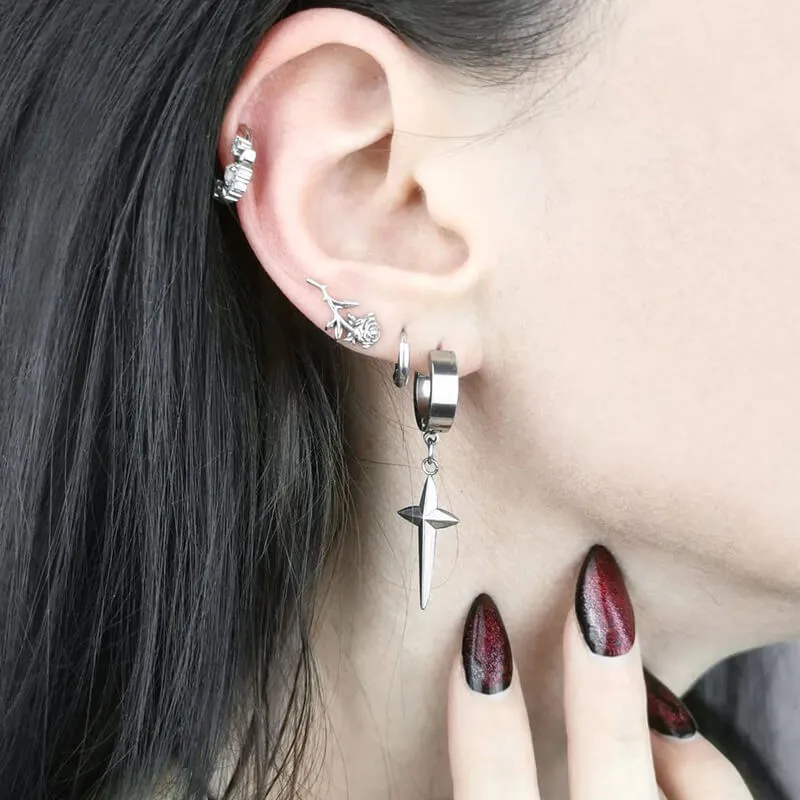 4 Pointed Star Stainless Steel Hoop Earrings sold by GTHIC product image thumbnail 2