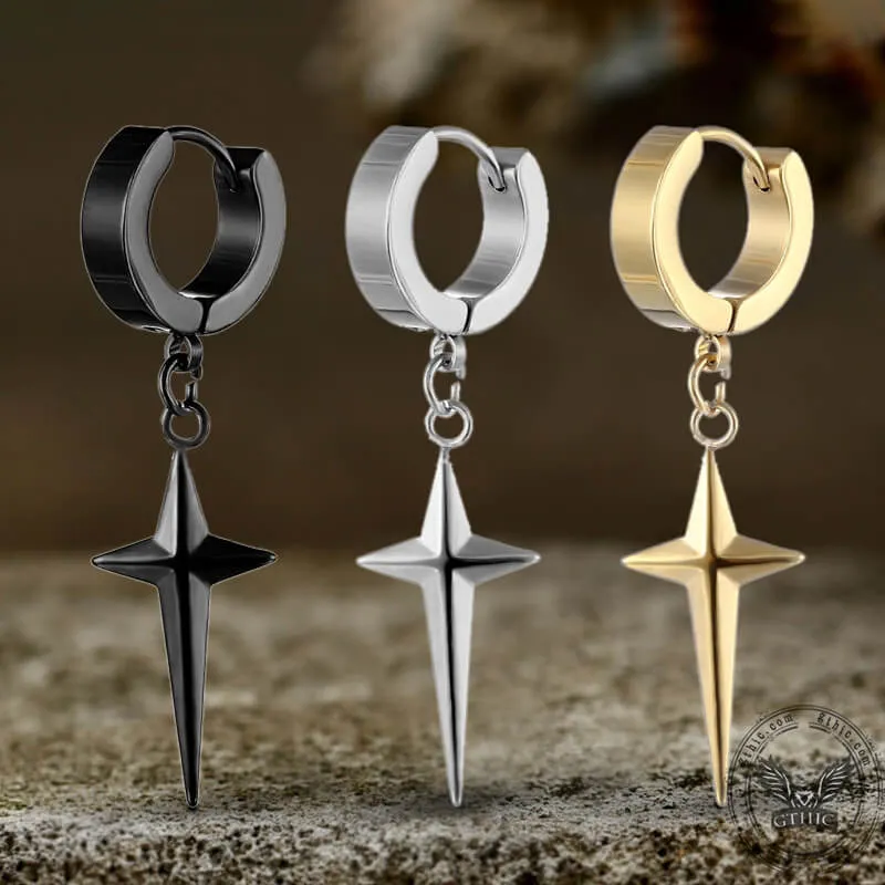 4 Pointed Star Stainless Steel Hoop Earrings sold by GTHIC