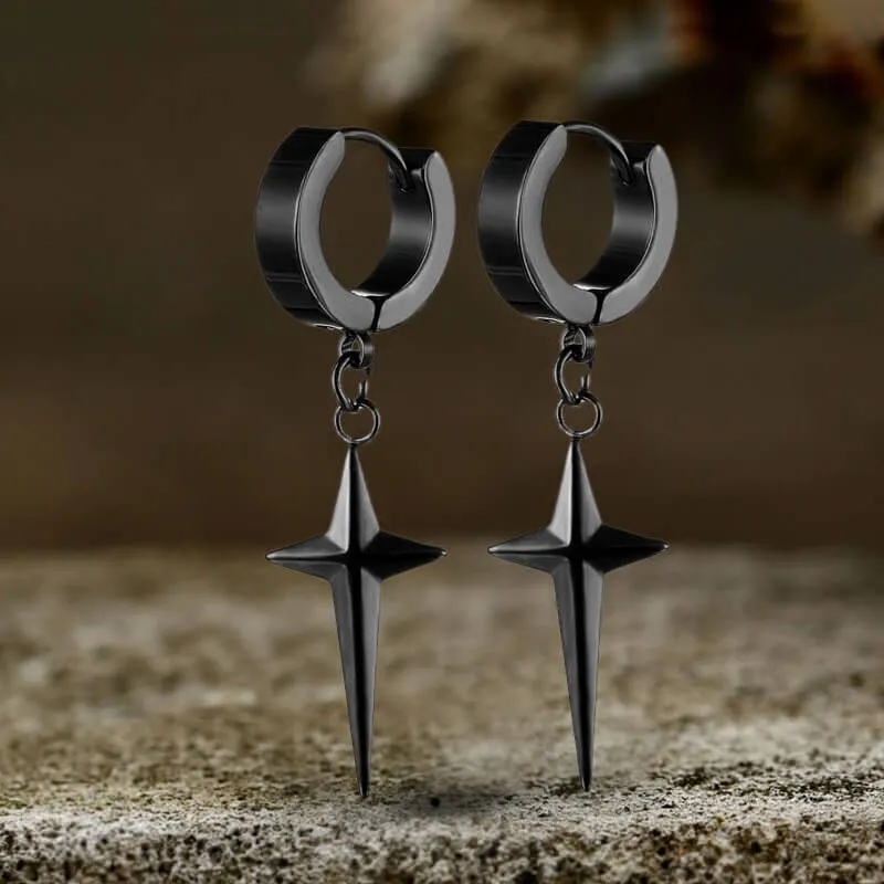 4 Pointed Star Stainless Steel Hoop Earrings sold by GTHIC product image thumbnail 5