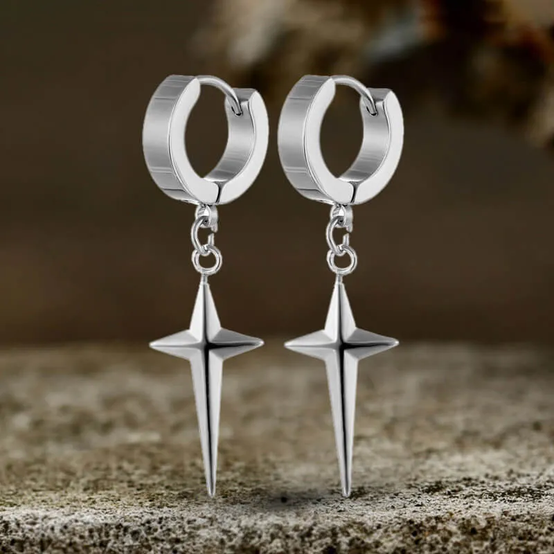 4 Pointed Star Stainless Steel Hoop Earrings sold by GTHIC product image thumbnail 3