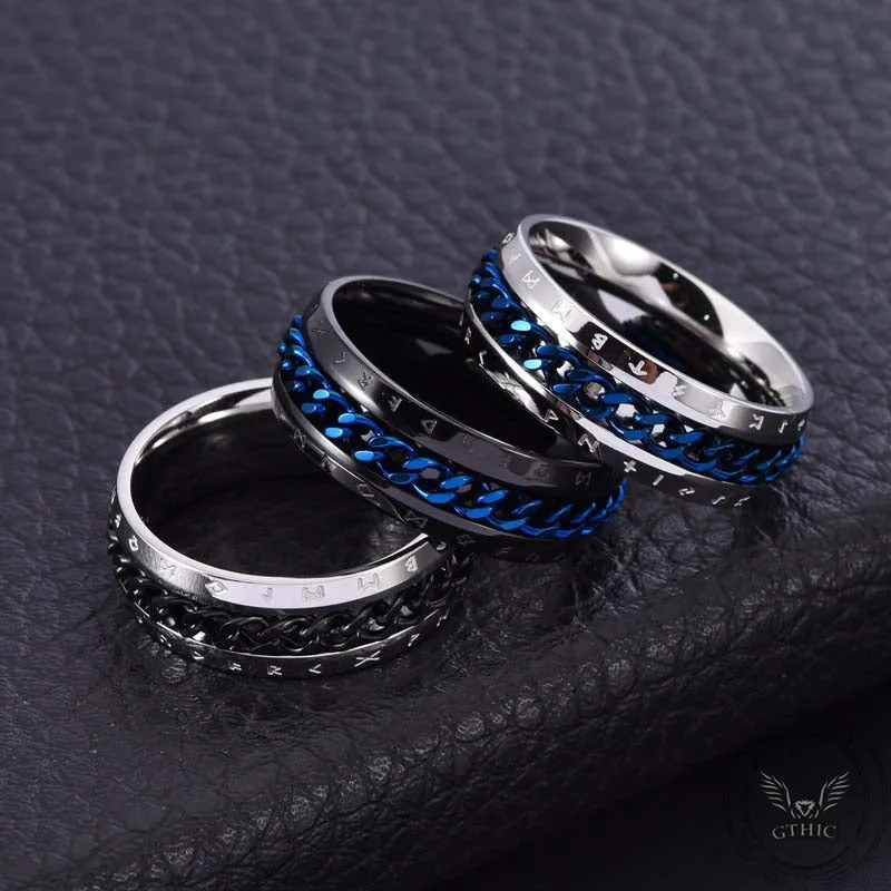 Viking Runes Chain Spinner Stainless Steel Ring sold by GTHIC product image thumbnail 3