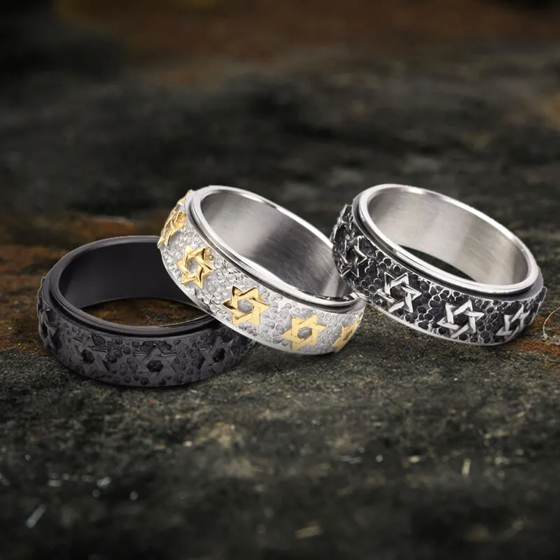 Vintage Hexagram Stainless Steel Spinner Ring sold by GTHIC