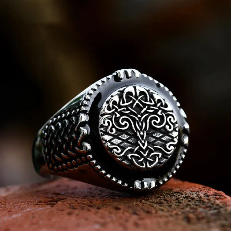 Epoxy Yggdrasil Stainless Steel Viking Ring sold by GTHIC