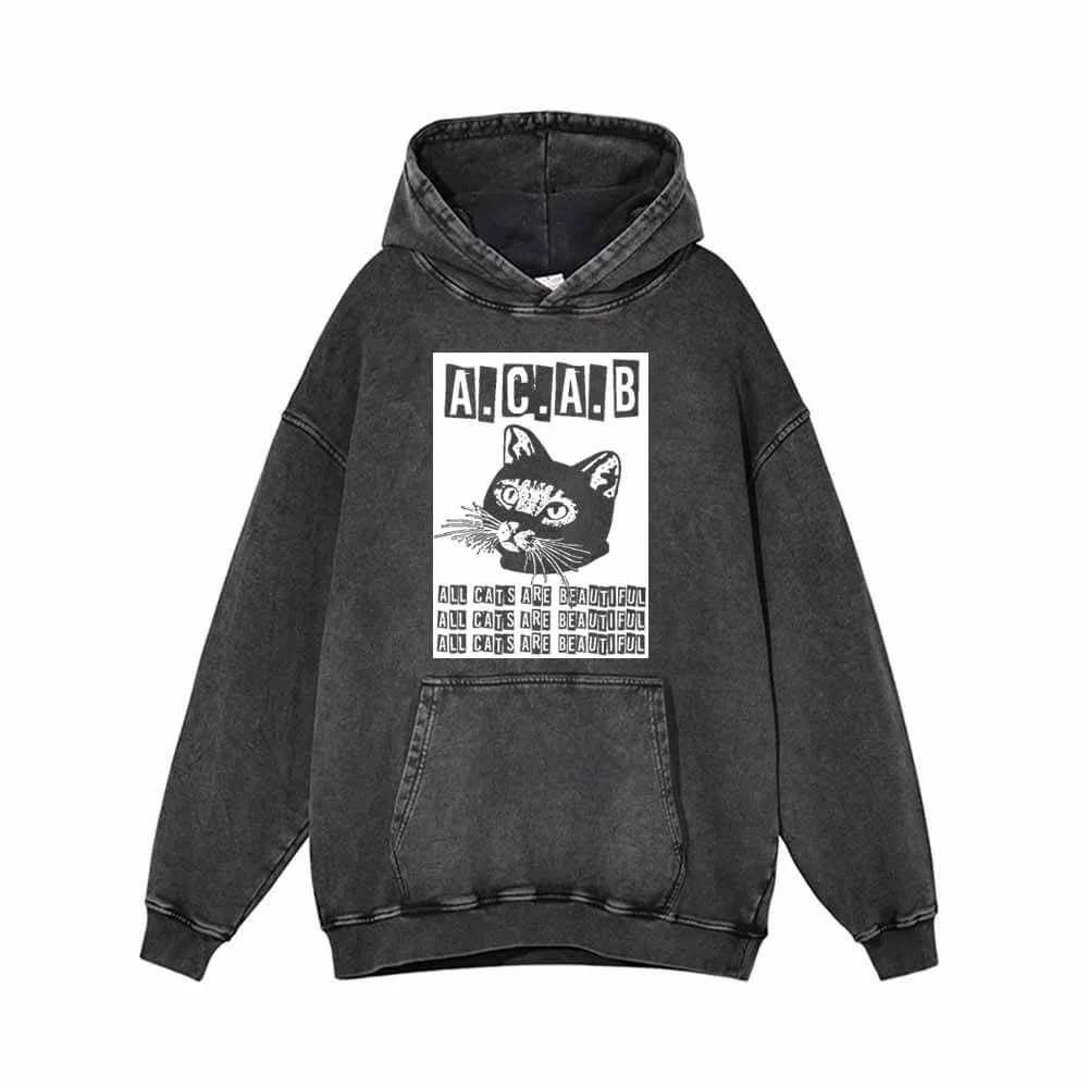 All Cats Are Beautiful ACAB Vintage Washed Hoodie sold by GTHIC