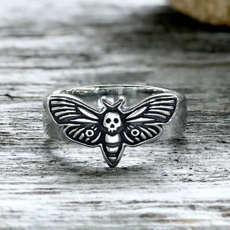 Moth Skull Stainless Steel Animal Ring sold by GTHIC