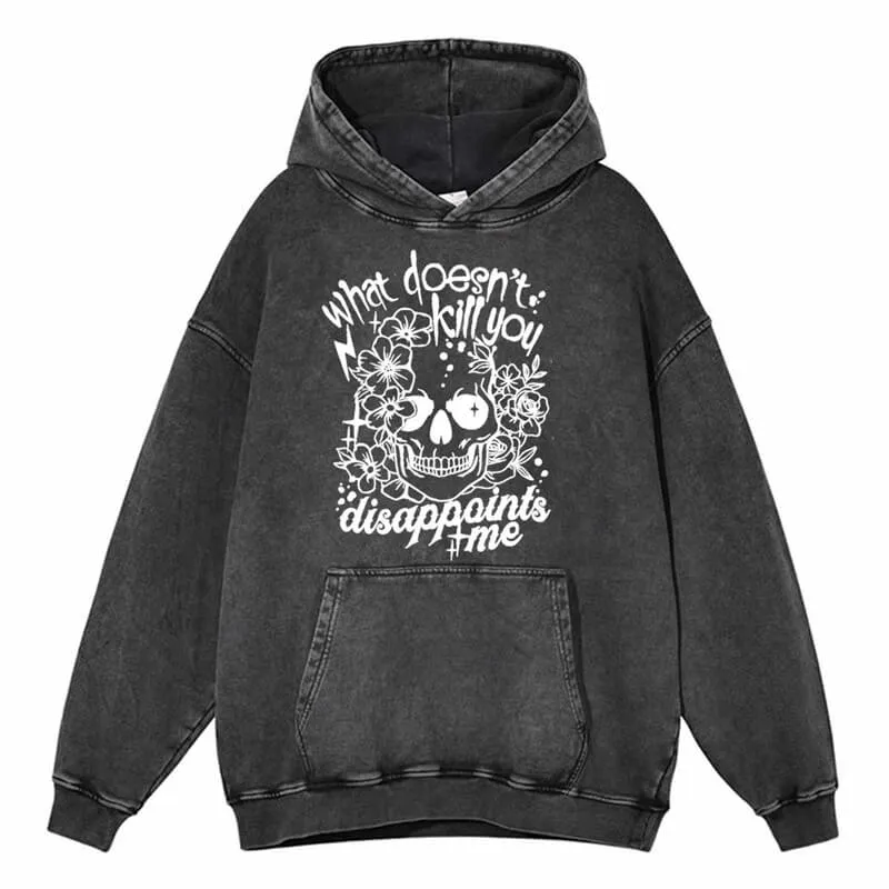 Vintage Washed Sugar skull Hoodie Sweatshirt T-shirt sold by GTHIC product image thumbnail 3