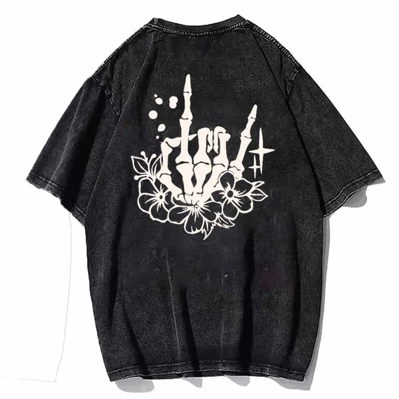 Vintage Washed Sugar skull Hoodie Sweatshirt T-shirt sold by GTHIC product image thumbnail 2