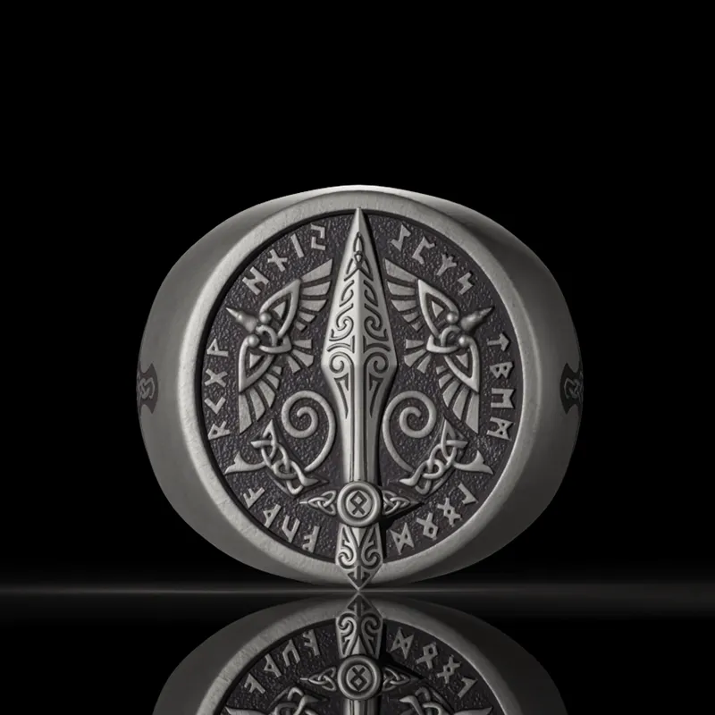 Runes Sword Sterling Silver Viking Ring sold by GTHIC