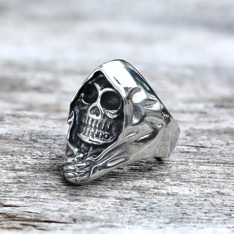 Vintage Grim Reaper Stainless Steel Skull Ring sold by GTHIC