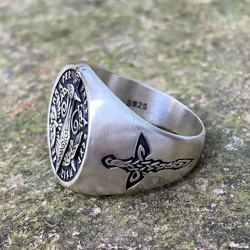 Runes Sword Sterling Silver Viking Ring sold by GTHIC product image thumbnail 5