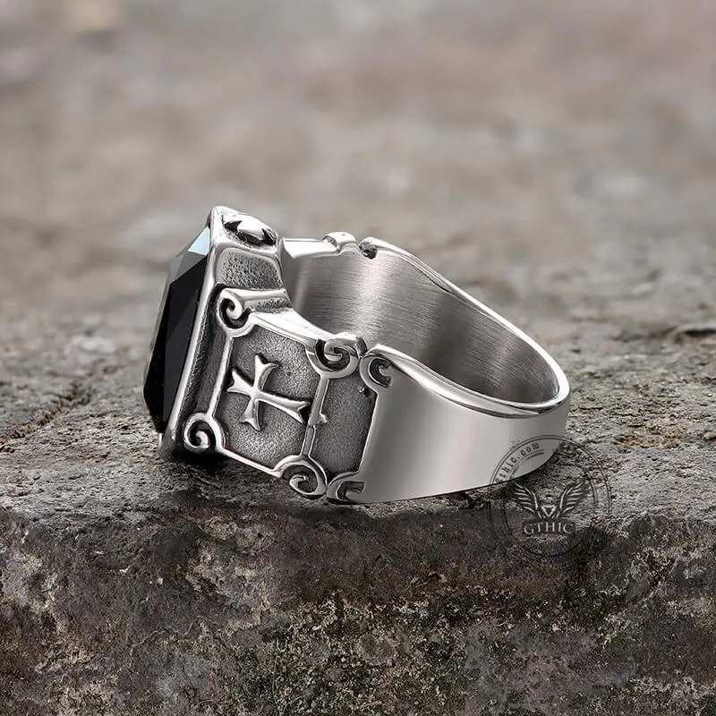 Black Zircon Stainless Steel Cross Ring sold by GTHIC product image thumbnail 5