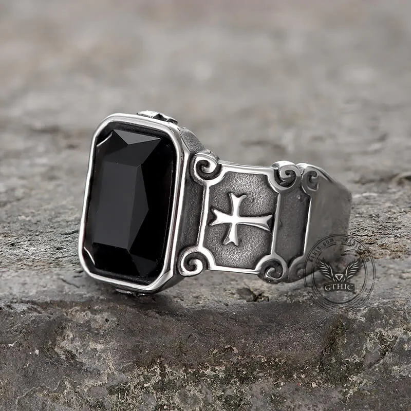 Black Zircon Stainless Steel Cross Ring sold by GTHIC product image thumbnail 4