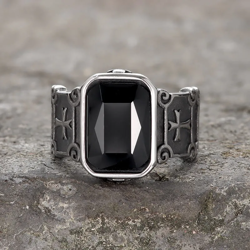 Black Zircon Stainless Steel Cross Ring sold by GTHIC
