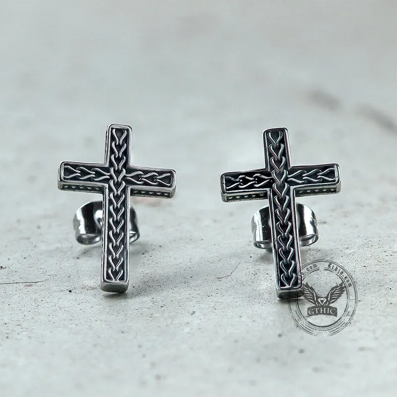 Chain Pattern Cross Stainless Steel Stud Earring sold by GTHIC product image thumbnail 3