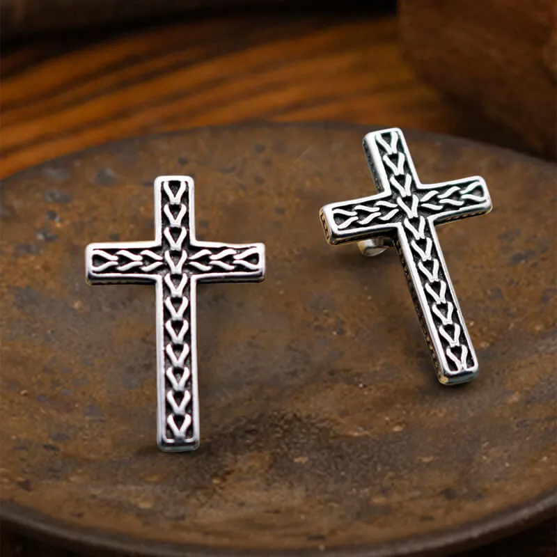 Chain Pattern Cross Stainless Steel Stud Earring sold by GTHIC