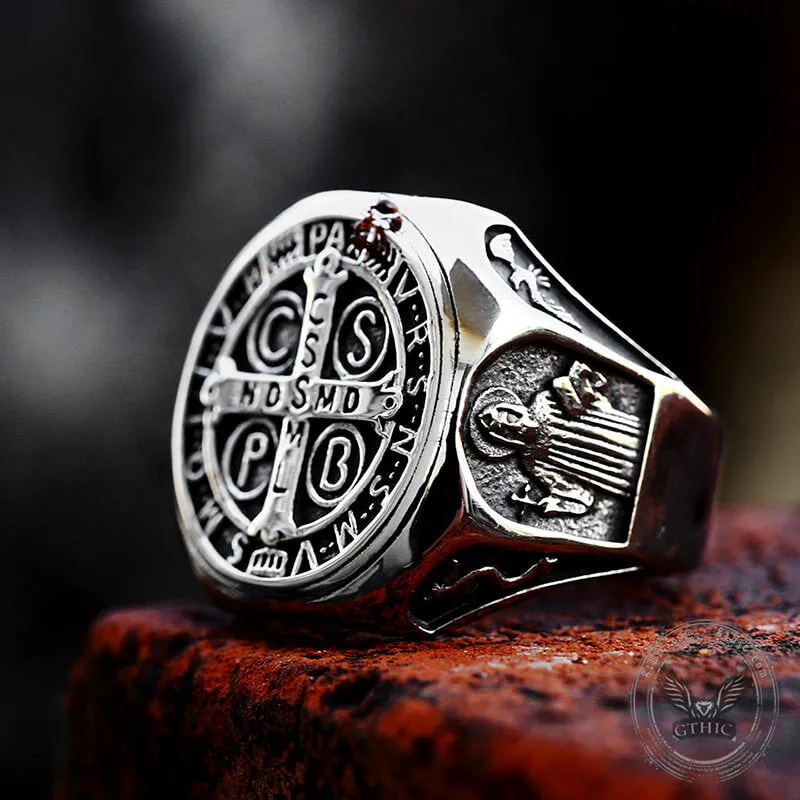 St. Benedict Medal Stainless Steel Christian Ring sold by GTHIC product image thumbnail 3