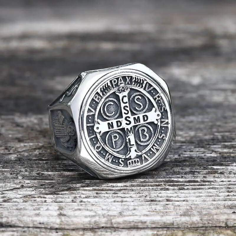 St. Benedict Medal Stainless Steel Christian Ring sold by GTHIC