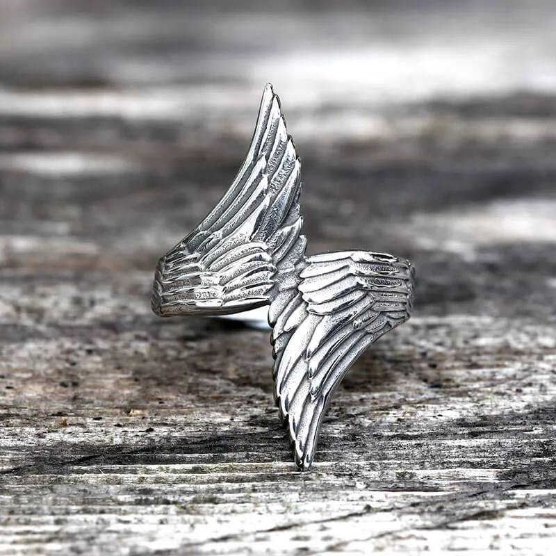 Angel Descends Wings Stainless Steel Ring sold by GTHIC