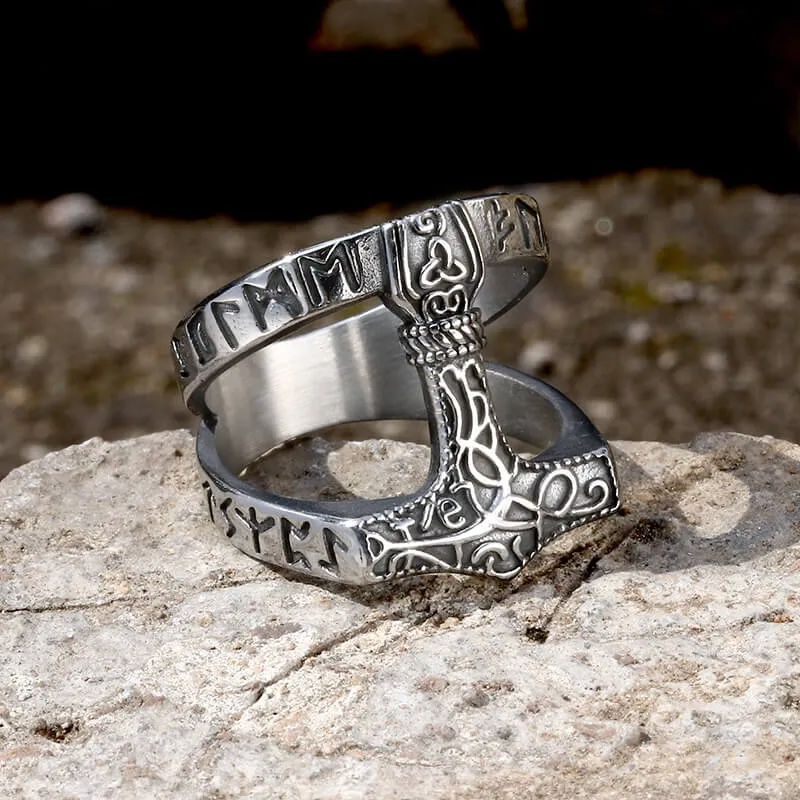Norse Runes Thor’s Hammer Stainless Steel Ring sold by GTHIC product image thumbnail 3