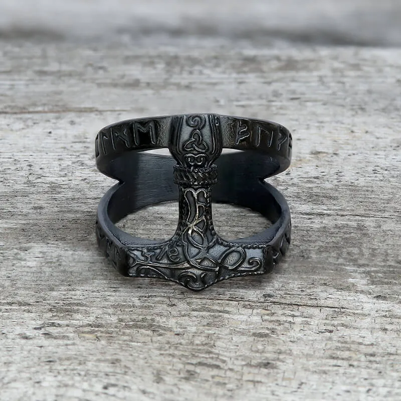 Norse Runes Thor’s Hammer Stainless Steel Ring sold by GTHIC product image thumbnail 4