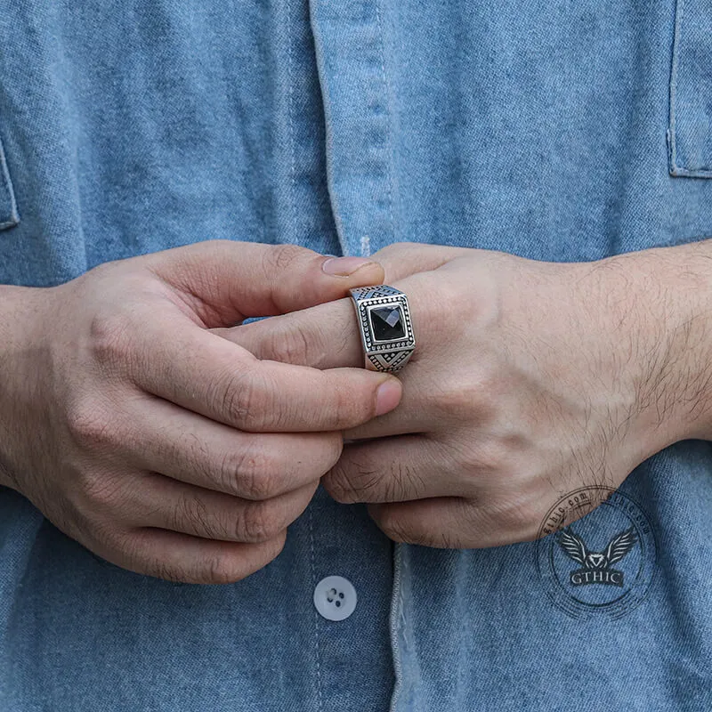 Black Stone Stainless Steel Spot Ring sold by GTHIC product image thumbnail 2