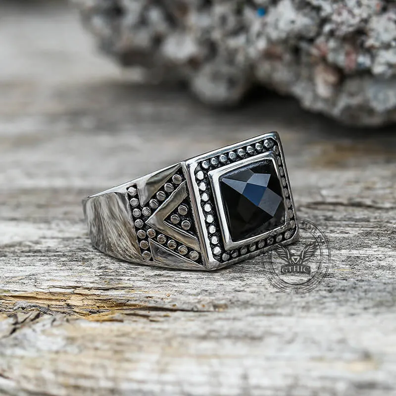 Black Stone Stainless Steel Spot Ring sold by GTHIC product image thumbnail 3
