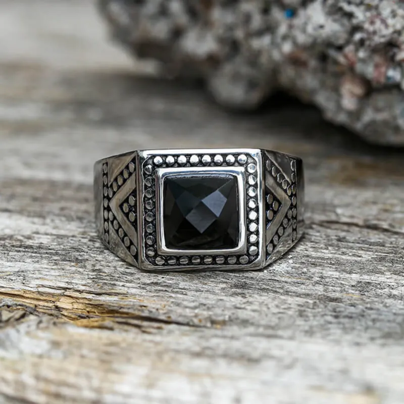 Black Stone Stainless Steel Spot Ring sold by GTHIC