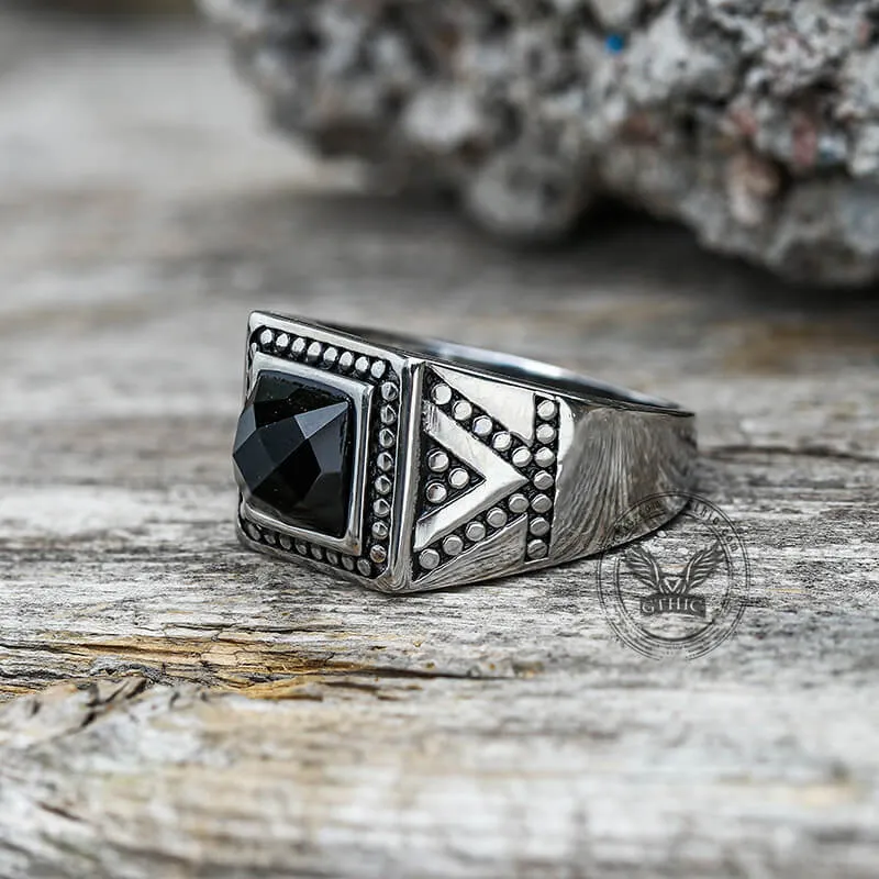 Black Stone Stainless Steel Spot Ring sold by GTHIC product image thumbnail 4