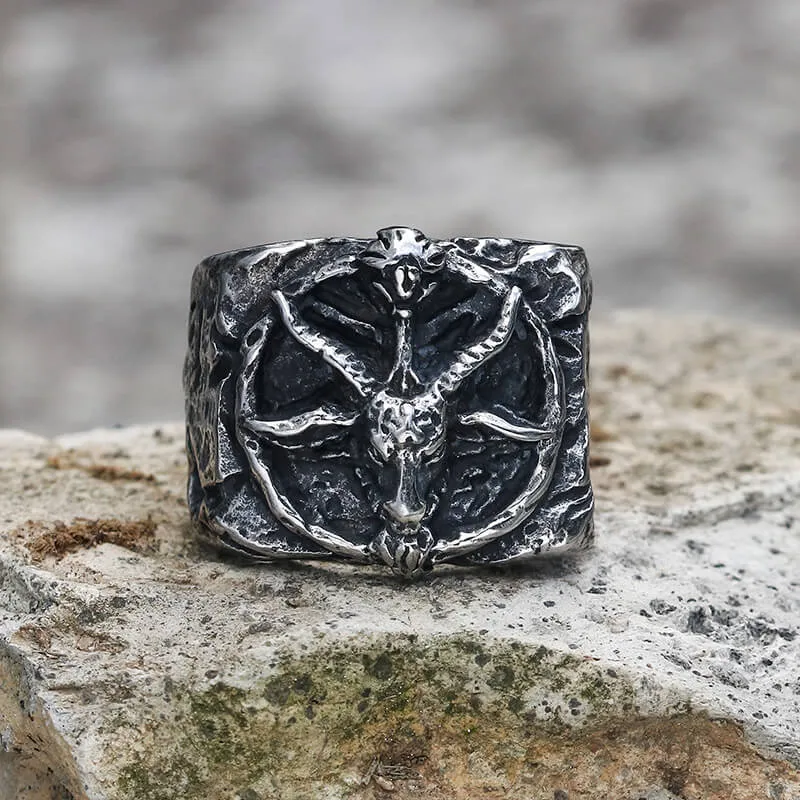 Baphomet Goat Stainless Steel Satan Ring sold by GTHIC