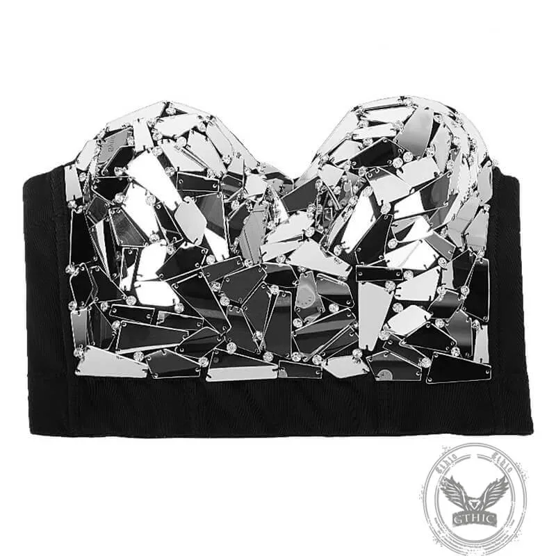 Silver Mirror Sequins Embellished Beads Corset Top sold by GTHIC product image thumbnail 3