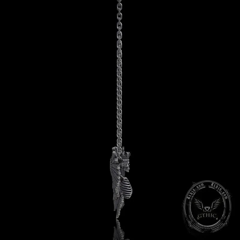 Crowned Skeleton Wings Sterling Silver Pendant sold by GTHIC product image thumbnail 5