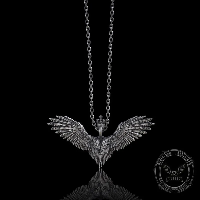 Crowned Skeleton Wings Sterling Silver Pendant sold by GTHIC product image thumbnail 3