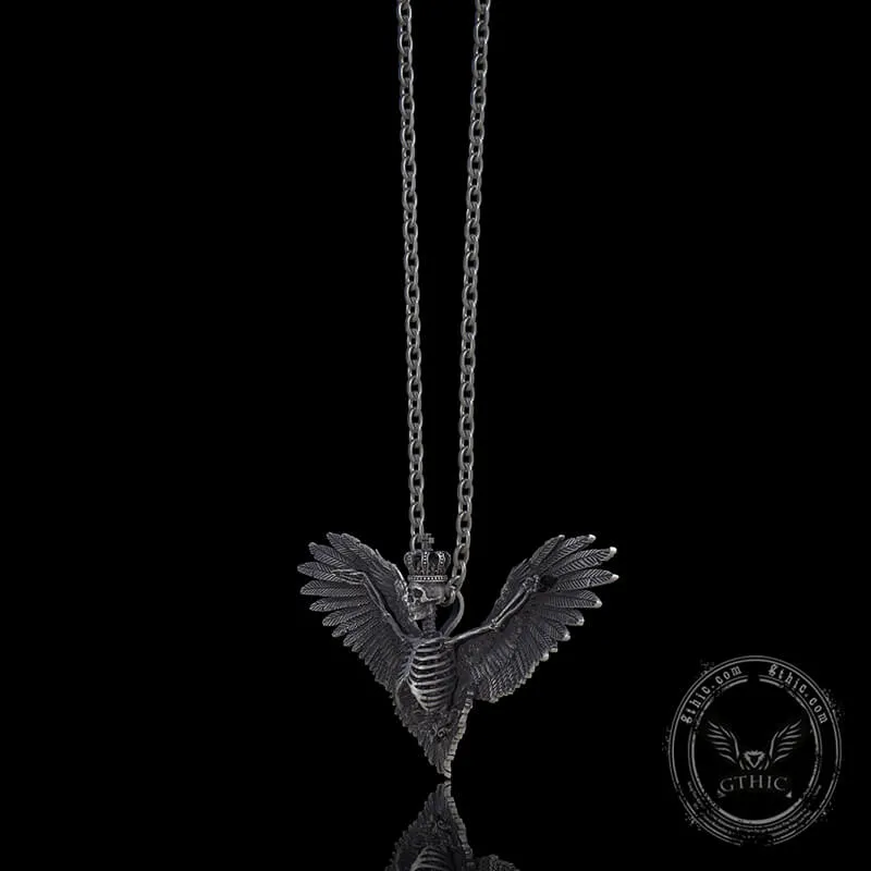 Crowned Skeleton Wings Sterling Silver Pendant sold by GTHIC product image thumbnail 2