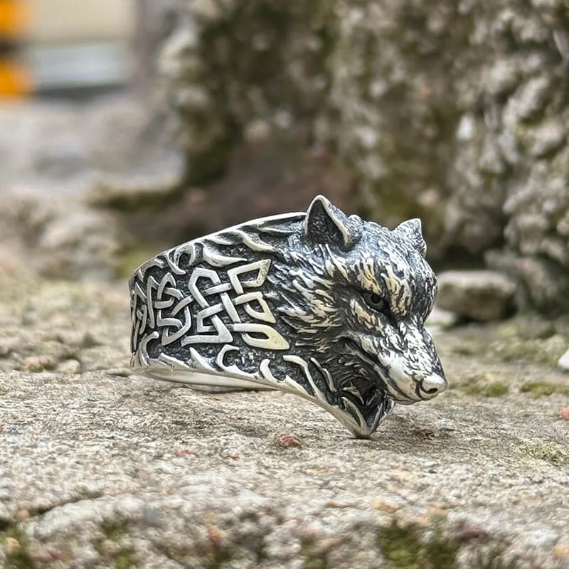 Viking Celtic Knot Wolf Head Sterling Silver Ring sold by GTHIC product image thumbnail 2