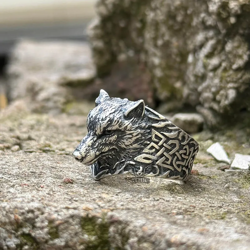 Viking Celtic Knot Wolf Head Sterling Silver Ring sold by GTHIC product image thumbnail 5