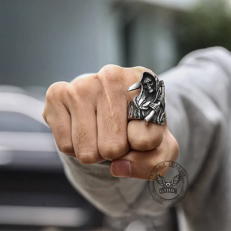 Death Reaper Stainless Steel Skull Ring sold by GTHIC product image thumbnail 2