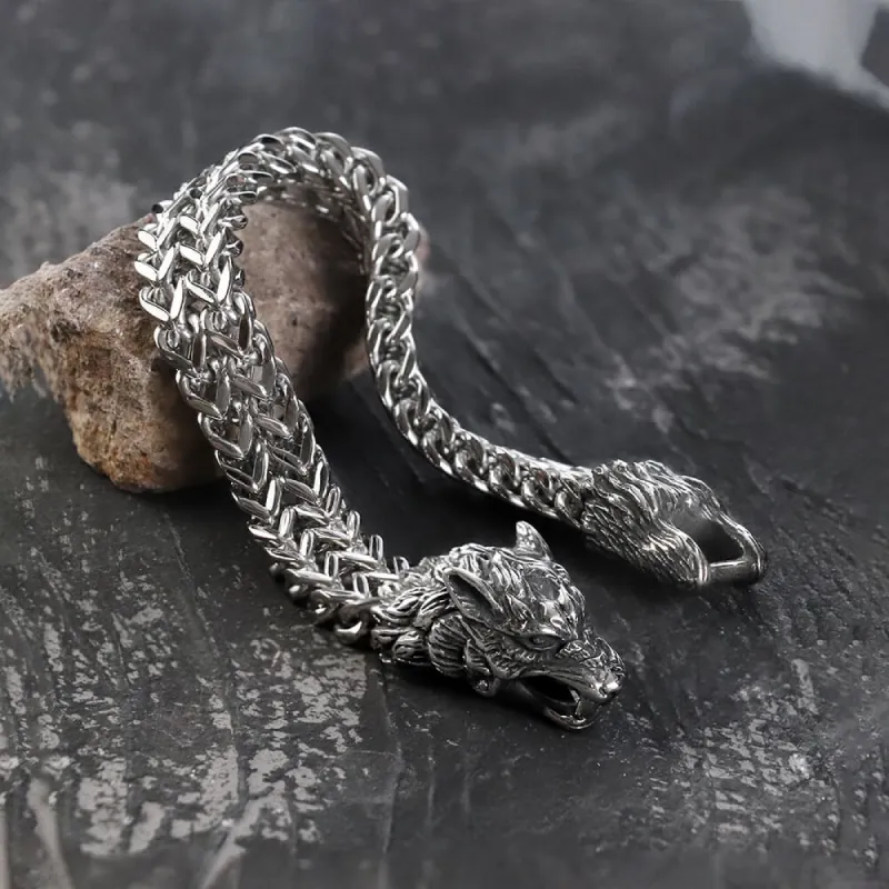 Tail-biting Wolf Stainless Steel Bracelet sold by GTHIC