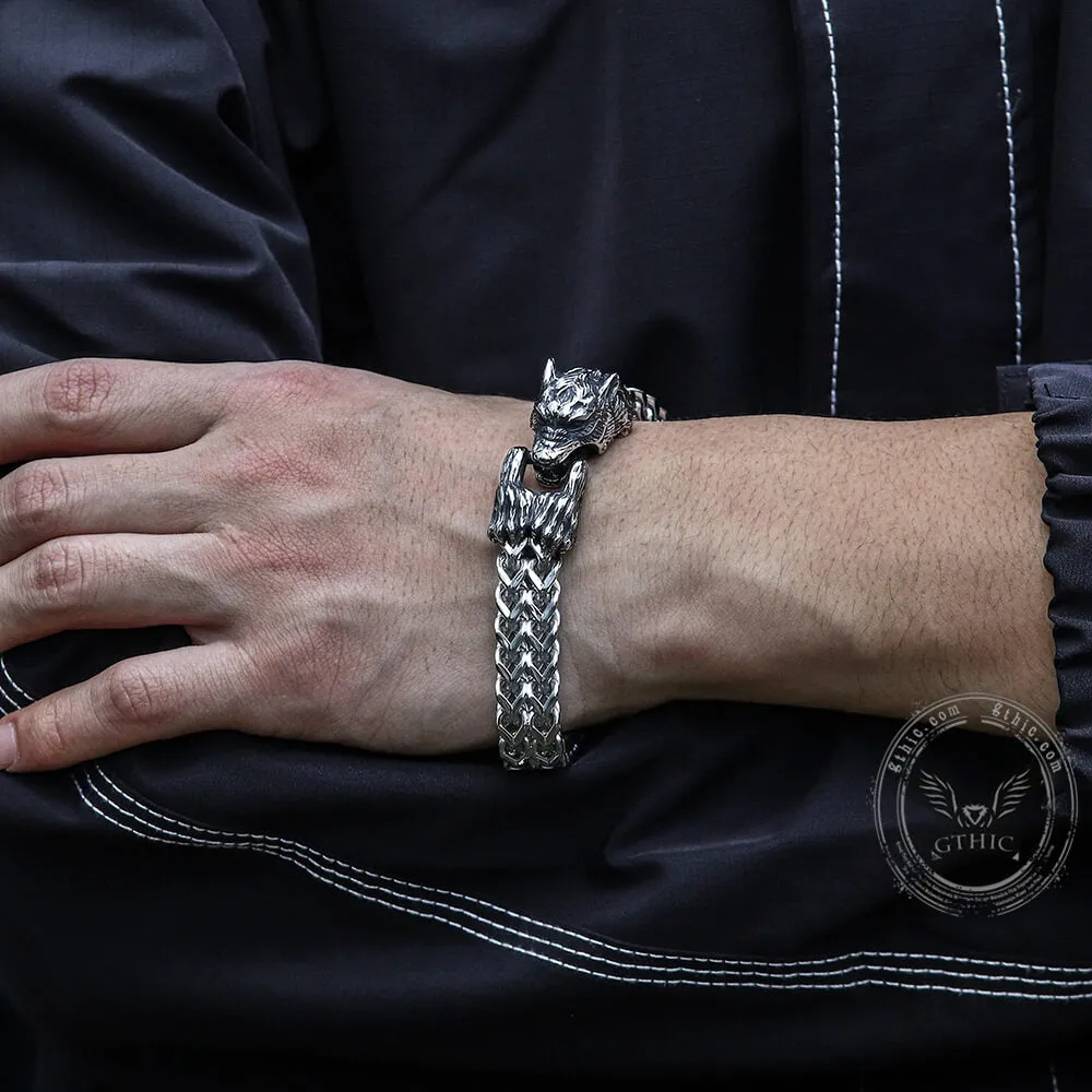 Tail-biting Wolf Stainless Steel Bracelet sold by GTHIC product image thumbnail 2
